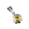 گردنبند دخترانه نقره طرح گل زرد چشم نظر کد P21124