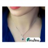 گردنبند نقره دخترانه طرح گل سنگ چشم نظر کد P21117