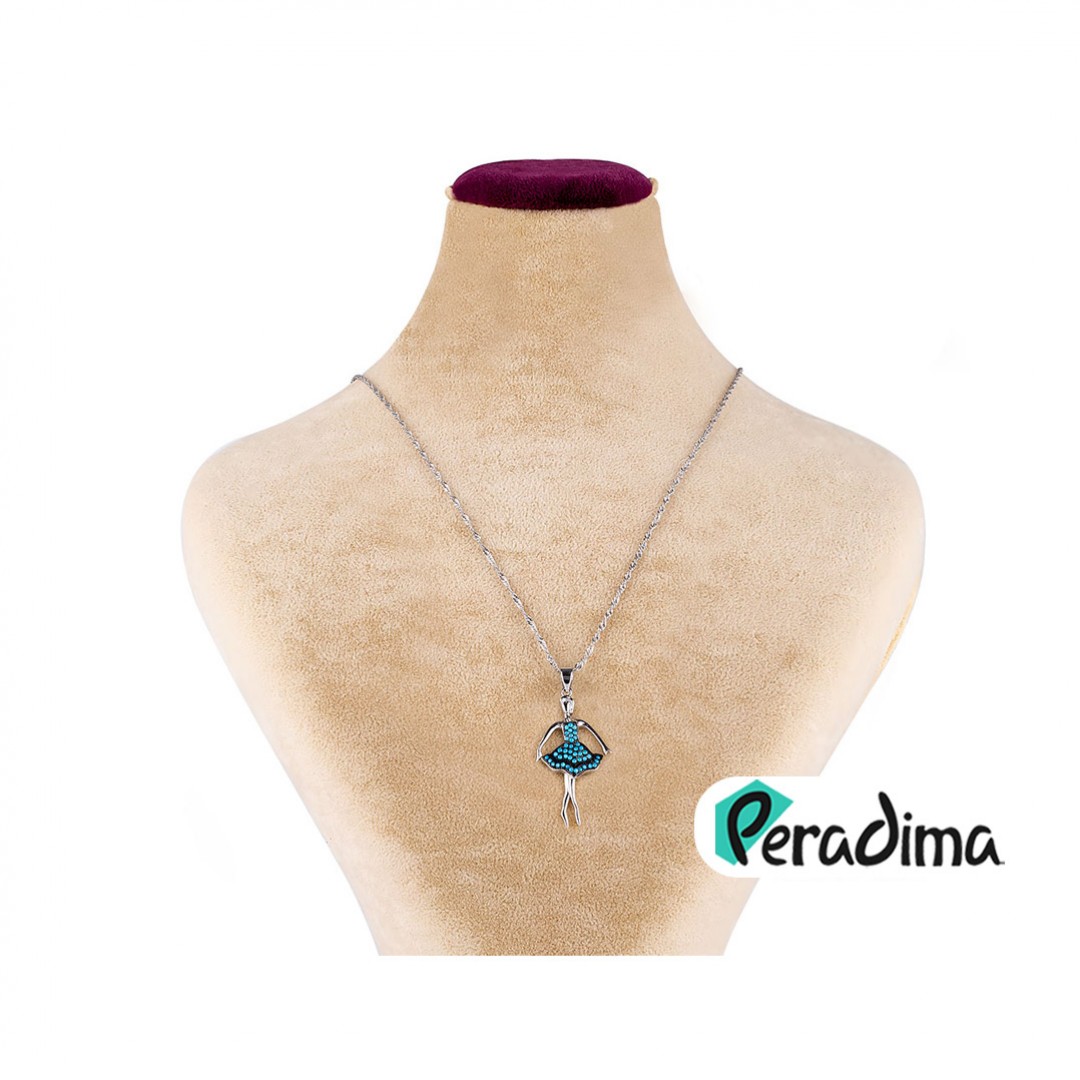 گردنبند نقره دخترانه نگین دار طرح شیک کد P19407