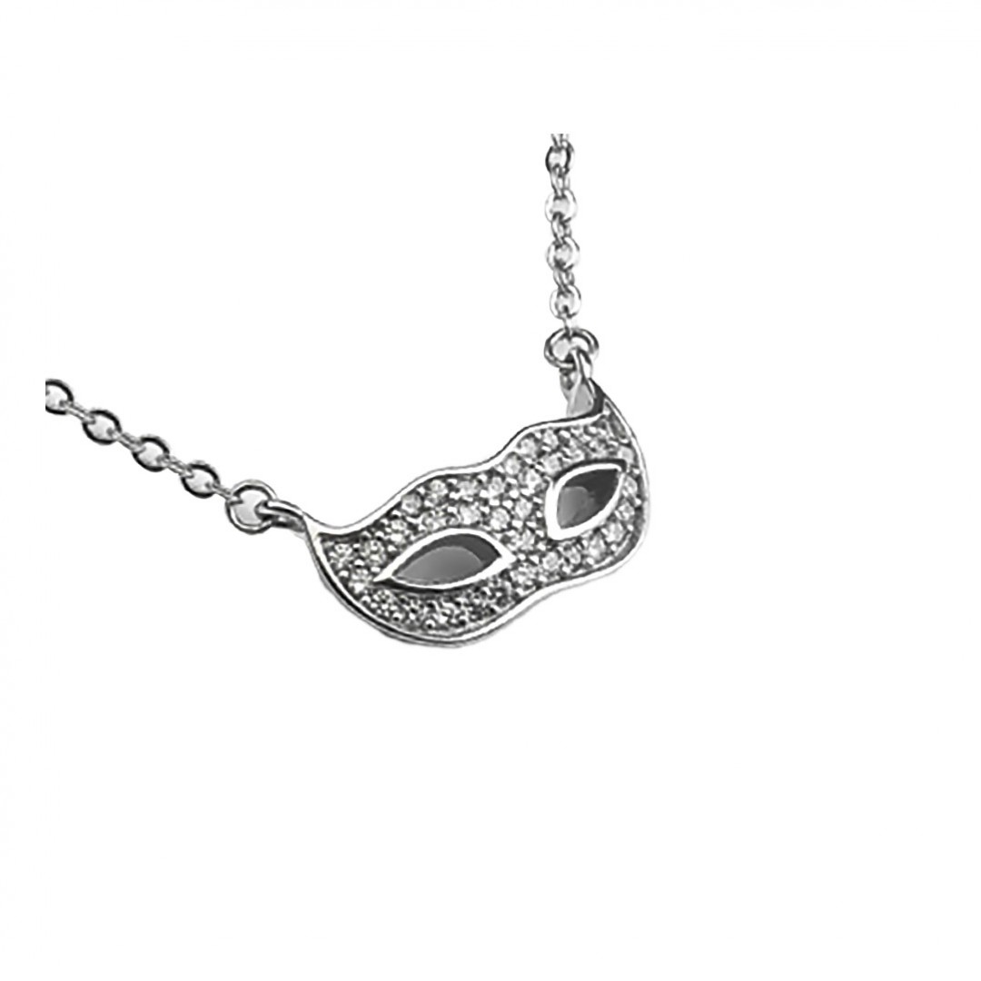 گردنبند نقره دخترانه نگین دار طرح نقاب کد P21396