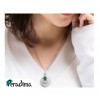 گردنبند نقره زنانه نگین کریستال سبز جدید کد P21386